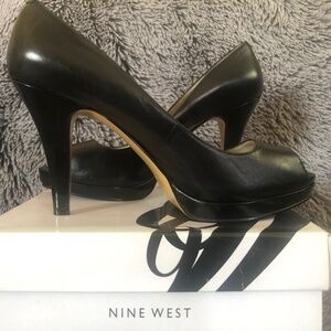 Black Nine West Peep Toe Heels